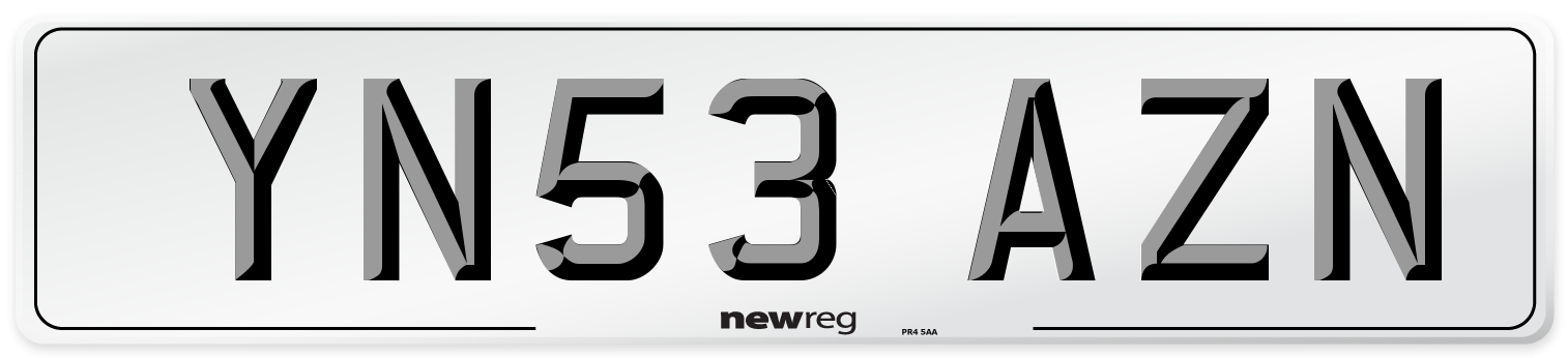 YN53 AZN Number Plate from New Reg